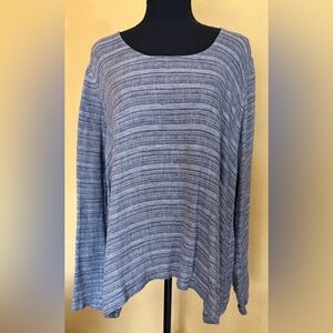 Flax Heathered Blue Long Sleeve Top